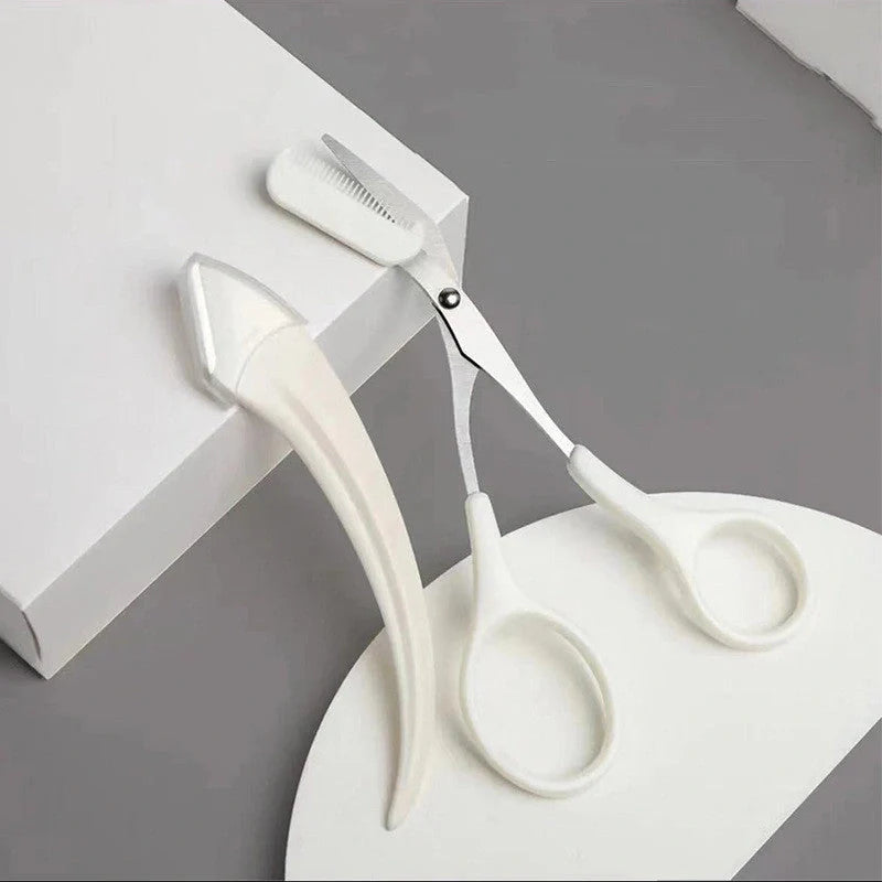 Stainless steel eyebrow trimming knife with comb for precise grooming