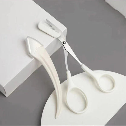Stainless steel eyebrow trimming knife with comb for precise grooming
