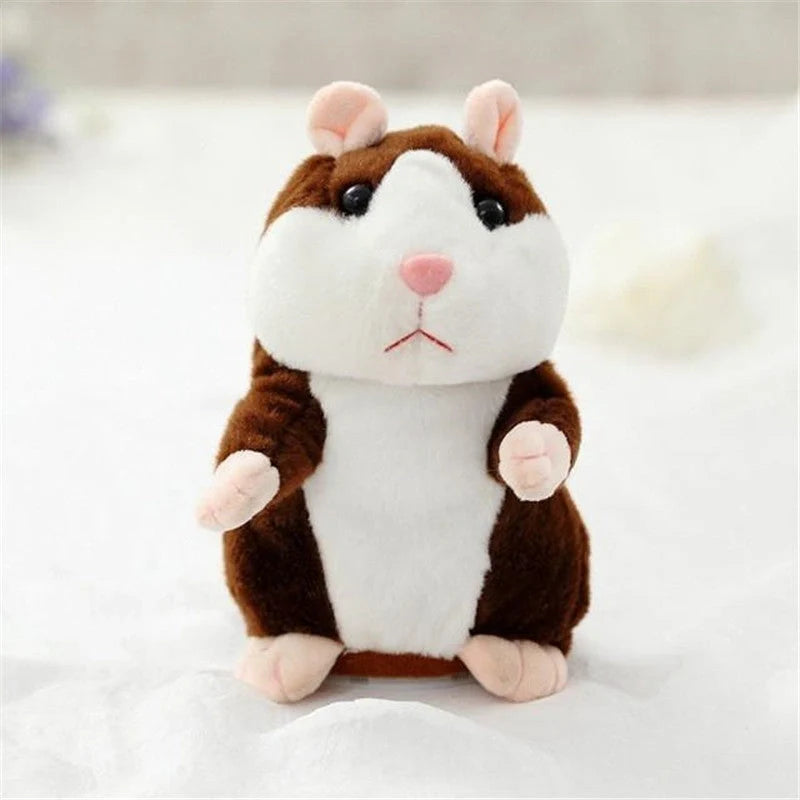 15CM Little Talking Hamster Toy in light brown, dark brown, and grey