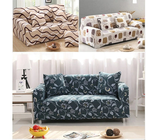 Elastic sofa cover in navy blue with high-density fabric protection