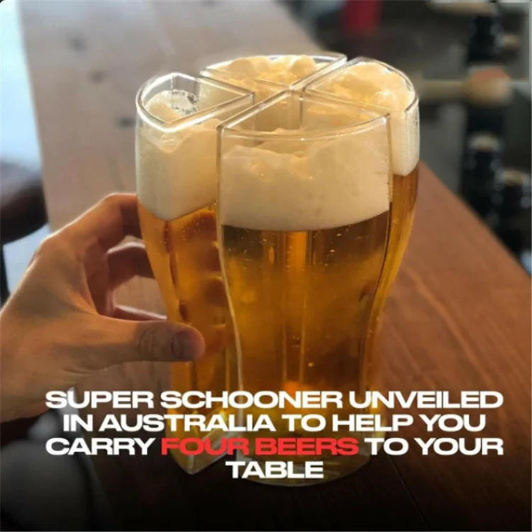 Super Schooner 4-Part Separable Beer Mug in clear plastic for durable, large capacity serving