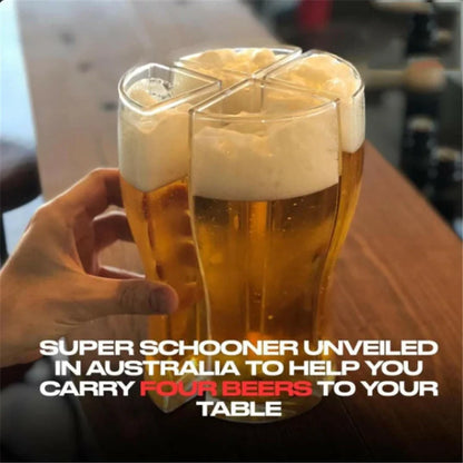 Super Schooner 4-Part Separable Beer Mug in clear plastic for durable, large capacity serving