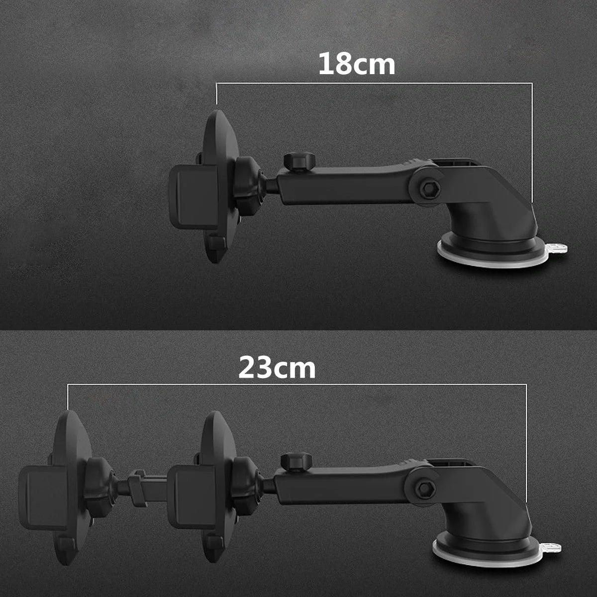 Telescopic car phone holder with suction cup and 360-degree rotation