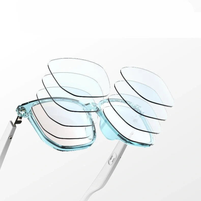 Bluetooth Smart Glasses with voice call and anti-blue light technology in white
