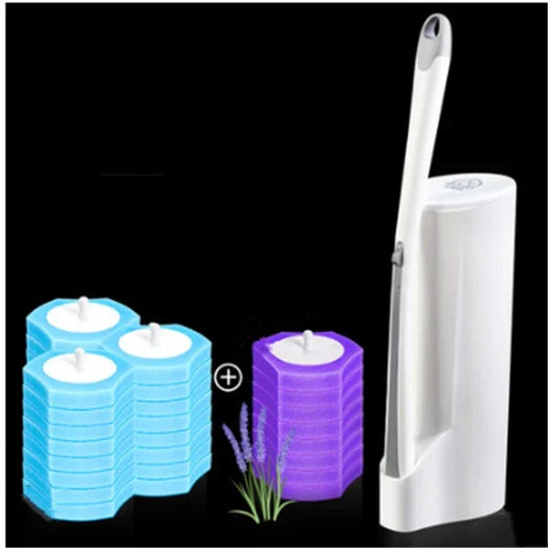 Premium disposable toilet brush with plastic, sponge, and scratch-resistant cloth for effective and hygienic bathroom cleaning