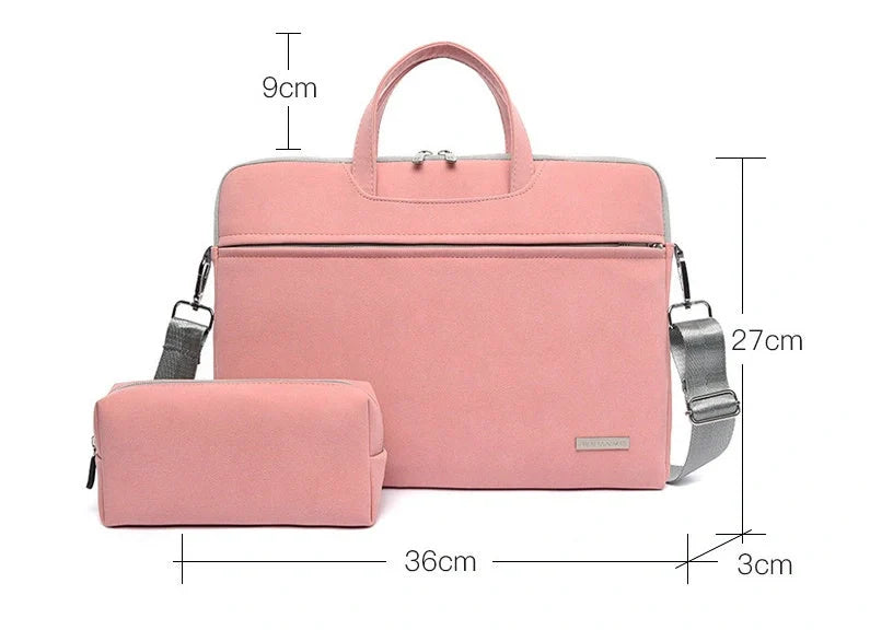 Stylish waterproof PU leather laptop bag for MacBook Air with removable shoulder strap