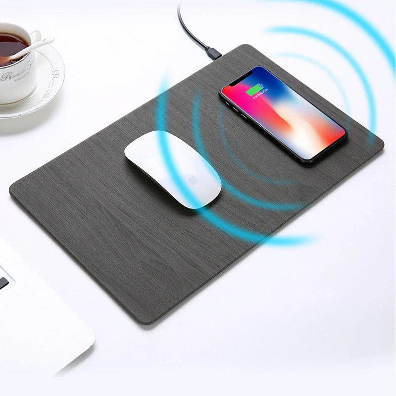 Qi Wireless Charging Mouse Pad with PU Leather Surface for comfortable and efficient charging
