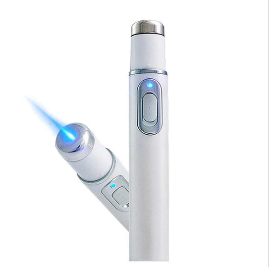 Portable Skin Reviving Laser Pen with Blue Light Therapy and Massage for Acne, Wrinkles, and Dark Circles