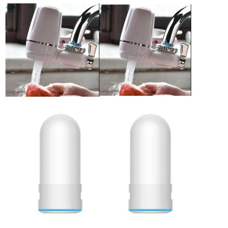 White kitchen tap water purifier with ceramic cartridge and universal adapter