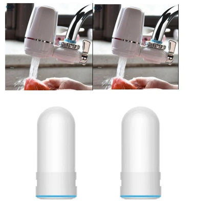 White kitchen tap water purifier with ceramic cartridge and universal adapter