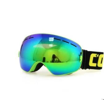 Premium ski goggles with anti-fog spherical lenses, available in a variety of frame and lens color options for winter sports enthusiasts.