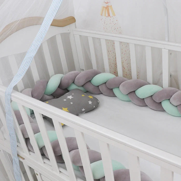 Baby Bumper Bed Braid Knot Pillow Cushion for infant crib safety in various colours