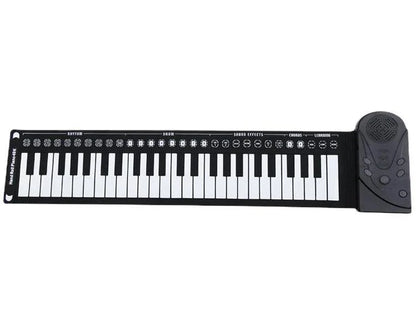 Portable 88-key digital roll-up piano with built-in speakers, rhythms, and sound effects for musical exploration