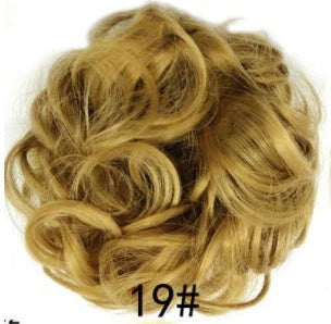 Synthetic wavy curly messy hair bun for women, 12cm diameter, high temperature wire