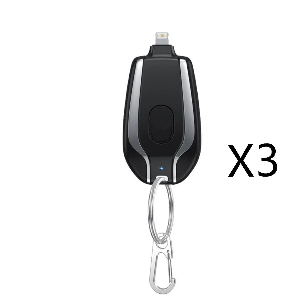 A compact, 1500mAh portable power bank with a keychain design, featuring a waterproof and durable construction for on-the-go charging of smartphones, tablets, and other USB-powered devices.