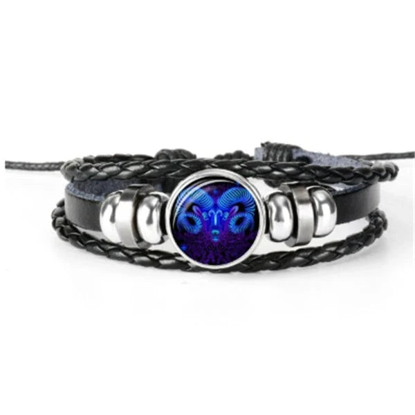 Zodiac Constellation Bracelet with Braided Design for Men, Women, and Kids in Various Colors