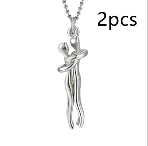 Stylish brass hugging couple necklace with minimalist design - a thoughtful Valentine's Day gift