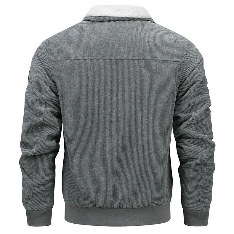 Men's fleece jacket with a lapel design, pockets, and available in multiple colors