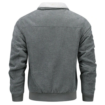 Men's fleece jacket with a lapel design, pockets, and available in multiple colors