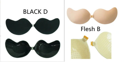 Lala Goddess Mango Cup deep V invisible bra in black and flesh colors