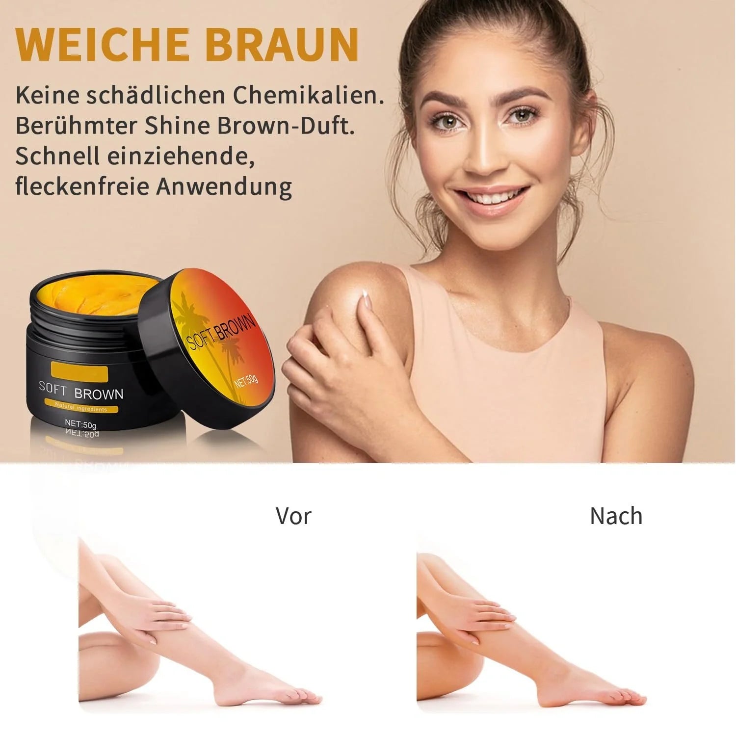 Suntanning Beauty Cream for even skin tone application, 11.0 grams