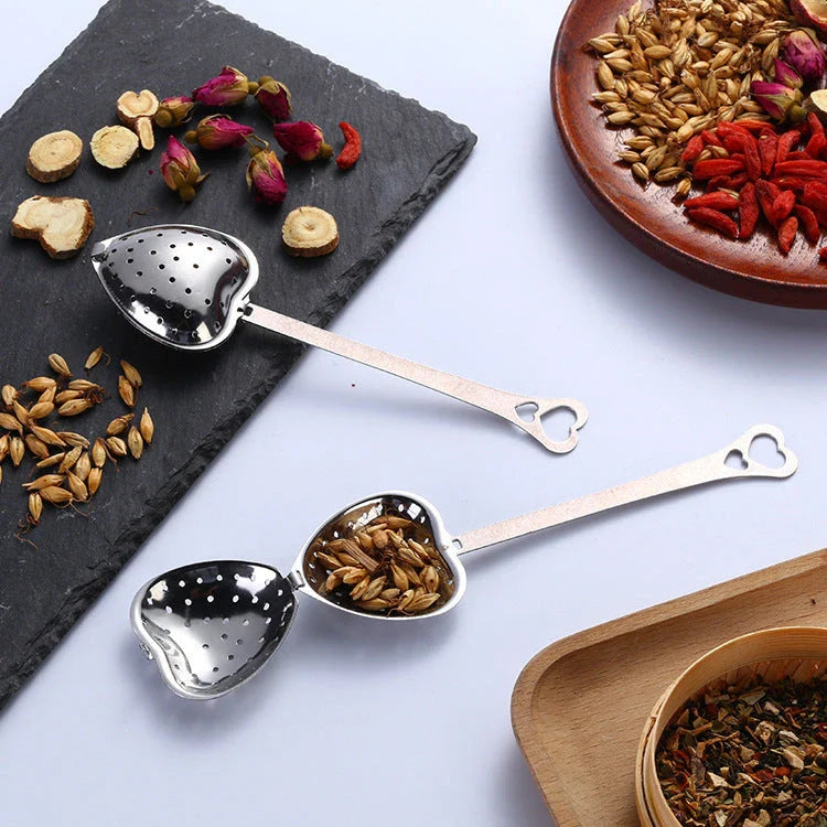 Premium Stainless Steel Tea Infuser with Chained Heart-Shaped Design for Brewing Loose Leaf Tea and Herbal Infusions