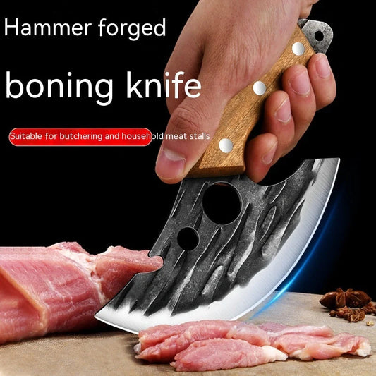 Premium forged boning knife with unique cutout design for effortless meat preparation in the UK