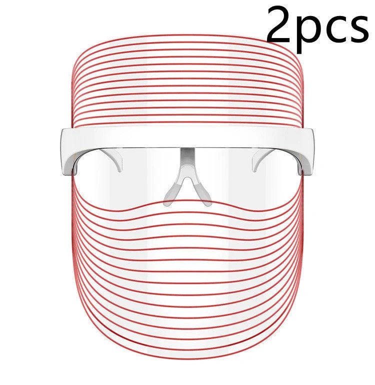 7 Colour LED Mask for skin rejuvenation with red, blue, and yellow light therapy options
