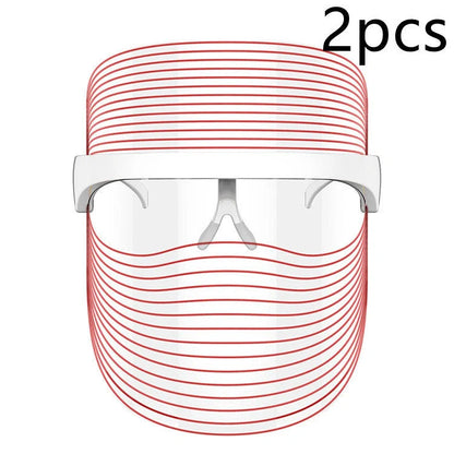 7 Colour LED Mask for skin rejuvenation with red, blue, and yellow light therapy options