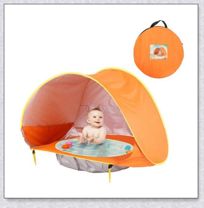 Waterproof baby beach tent with built-in wading pool for outdoor adventures and sun protection