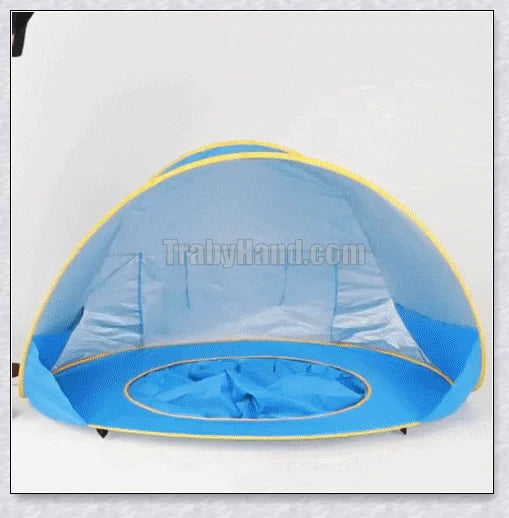 Waterproof baby beach tent with built-in wading pool for outdoor adventures and sun protection