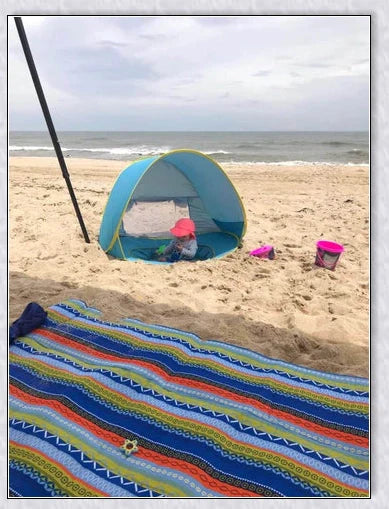 Waterproof baby beach tent with built-in wading pool for outdoor adventures and sun protection