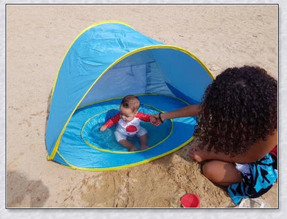 Waterproof baby beach tent with built-in wading pool for outdoor adventures and sun protection