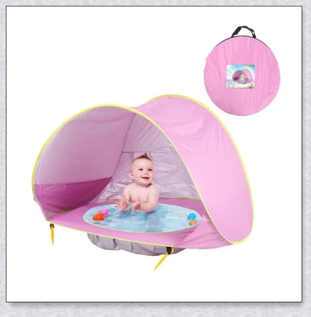 Waterproof baby beach tent with built-in wading pool for outdoor adventures and sun protection
