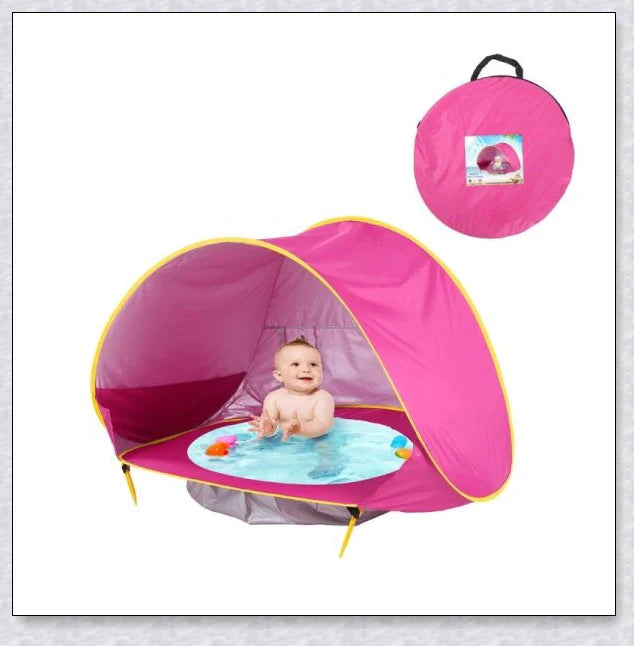 Waterproof baby beach tent with built-in wading pool for outdoor adventures and sun protection