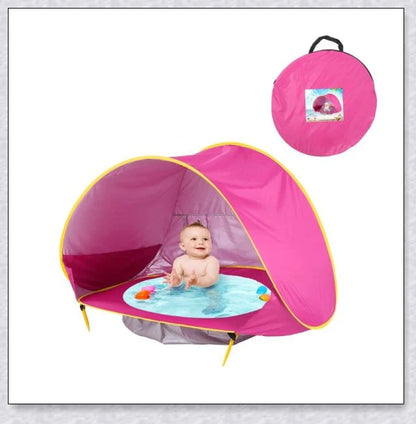 Waterproof baby beach tent with built-in wading pool for outdoor adventures and sun protection