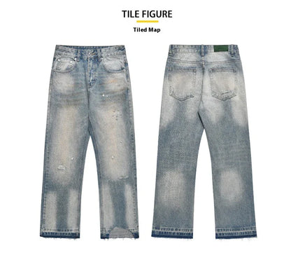 Loose Straight Leisure Jeans with a washed-out, vintage-inspired finish for men