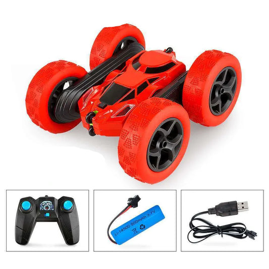 Control Off-Road Double-Sided 360-Degree Flip Stunt Tumbler Charging Racing Car in green colour with cool LED lights and remote control