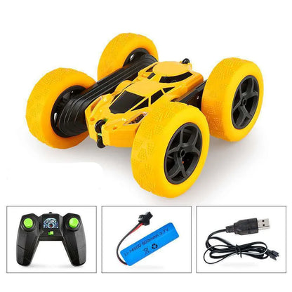 Control Off-Road Double-Sided 360-Degree Flip Stunt Tumbler Charging Racing Car in green colour with cool LED lights and remote control