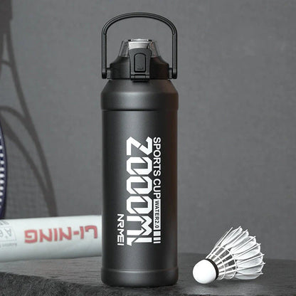 Insulated stainless steel water bottle with removable straw, designed for hydration and convenience in the UK
