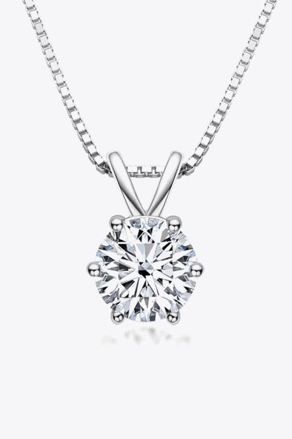 925 Sterling Silver 1 Carat Moissanite Pendant Necklace with a modern, minimalist design