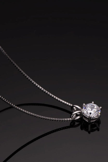 925 Sterling Silver 1 Carat Moissanite Pendant Necklace with a modern, minimalist design