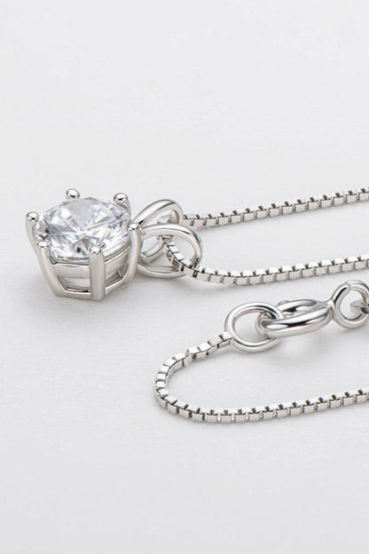 925 Sterling Silver 1 Carat Moissanite Pendant Necklace with a modern, minimalist design