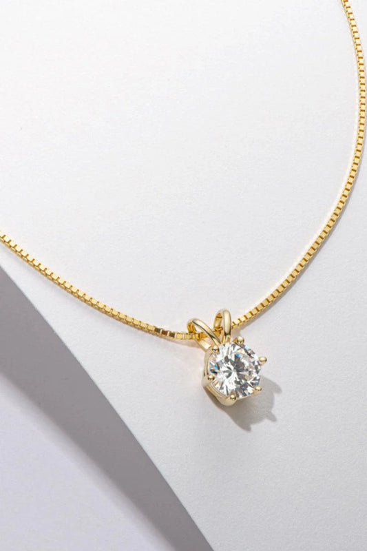 925 Sterling Silver 1 Carat Moissanite Pendant Necklace with a modern, minimalist design