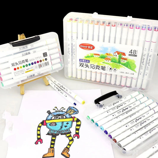 Master Double-headed Marker Art Brush Painting Set Oily 48-color for animation
