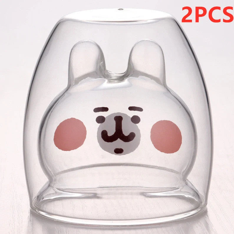 3D double-layer panda cup with skull design and festive inner Christmas tree