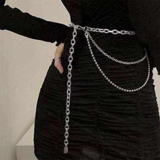 Adjustable alloy waist chain in golden and silver for summer hip hop punk styling