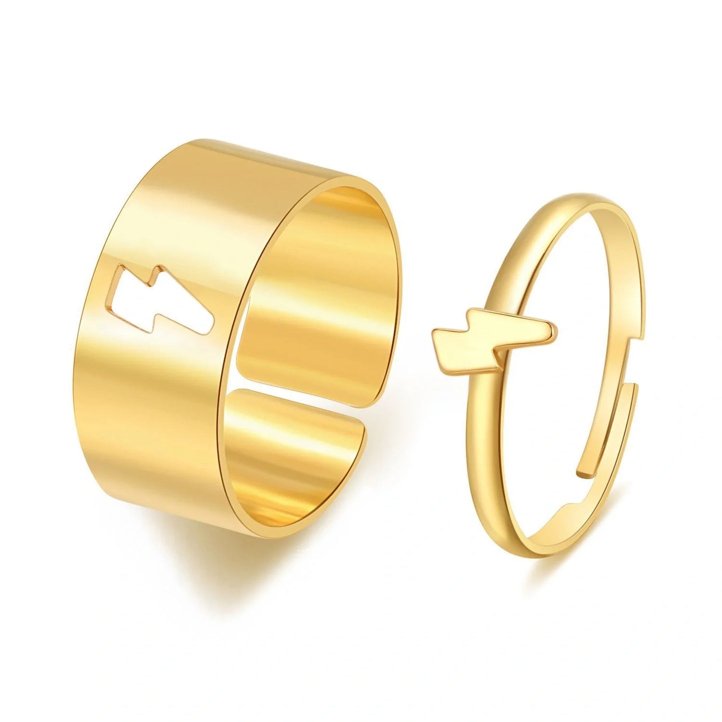 Punk style adjustable butterfly couple rings in gold and silver