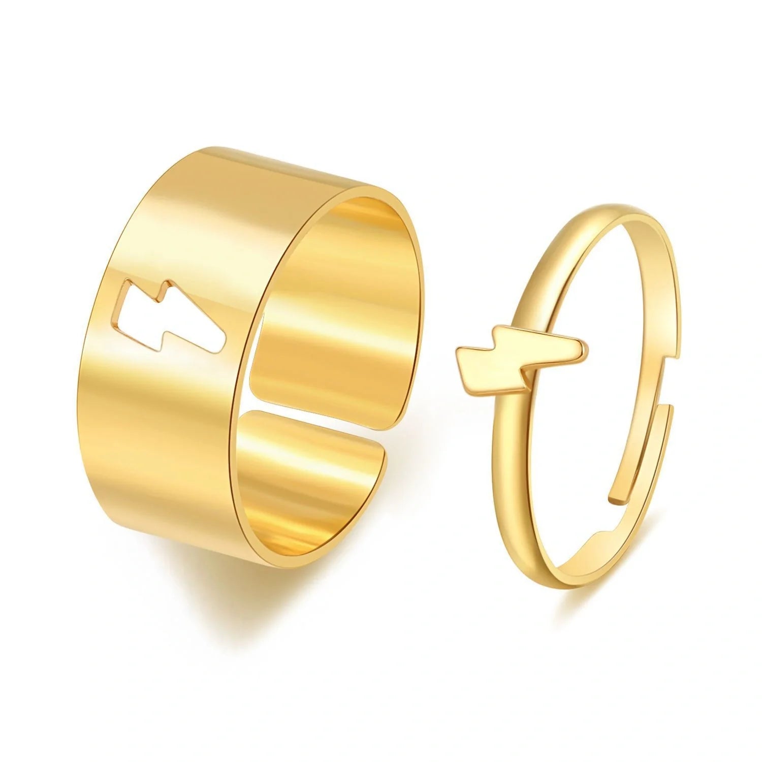 Punk style adjustable butterfly couple rings in gold and silver