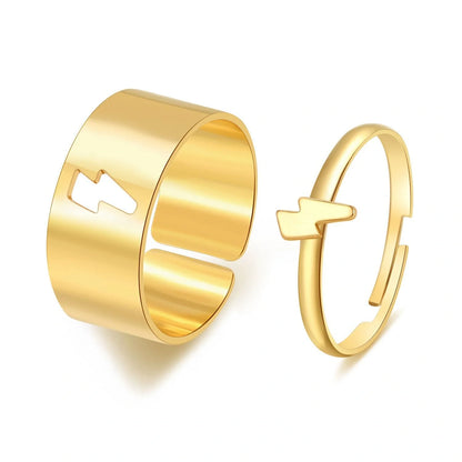 Punk style adjustable butterfly couple rings in gold and silver